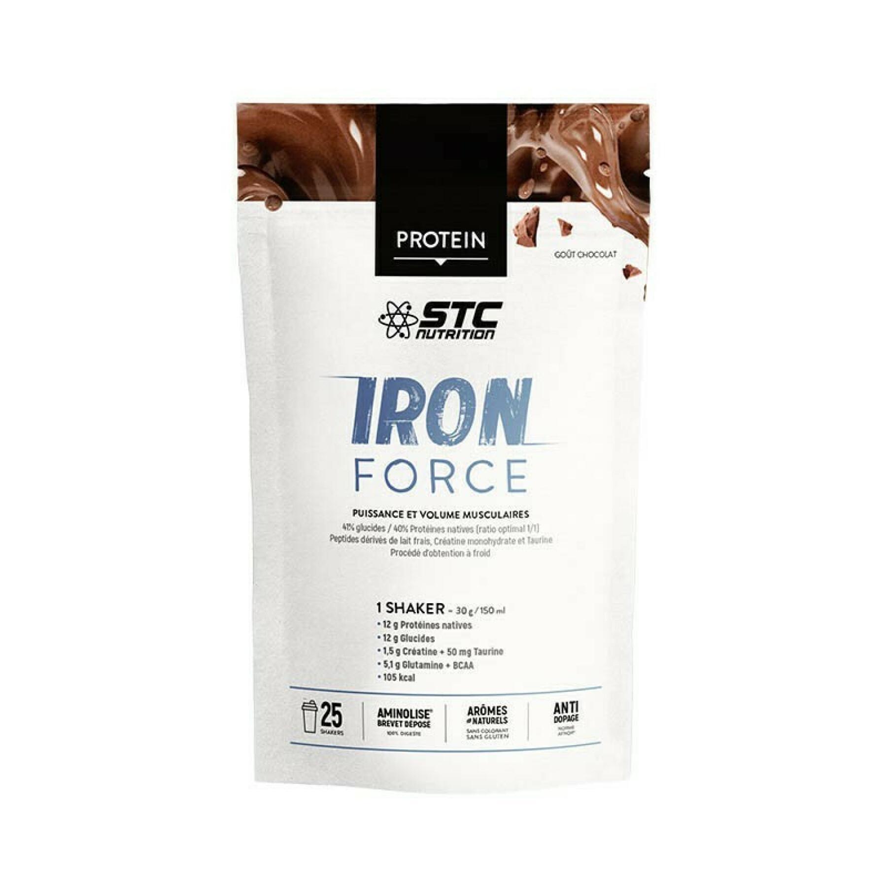Doypack iron force® protein med måttsked STC Nutrition chocolat - 750g