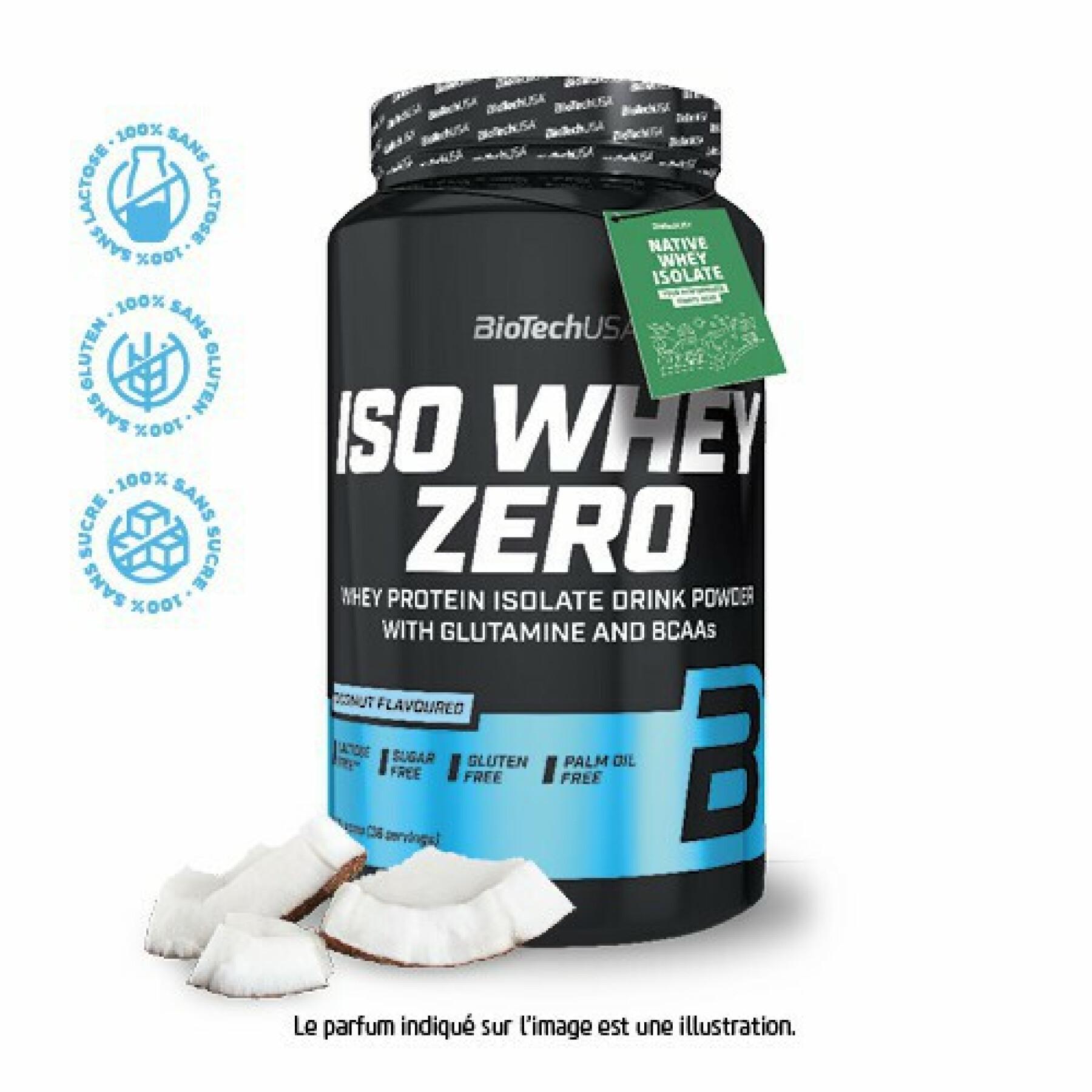 Förpackning med 6 proteinburkar Biotech USA iso whey zero lactose free - Coco 908g