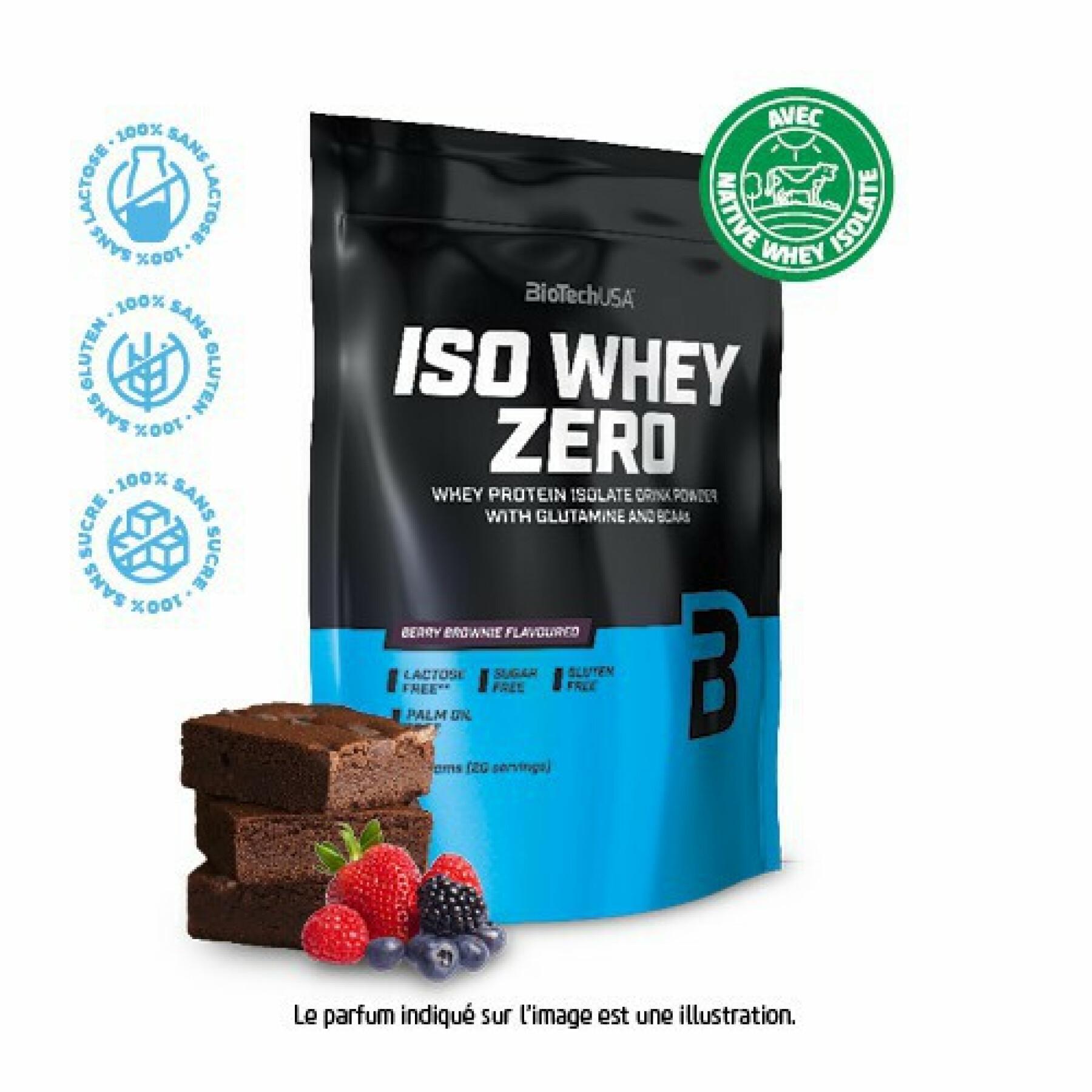 Förpackning med 10 proteinpåsar Biotech USA iso whey zero lactose free - Brownie aux fruits rouges - 500g
