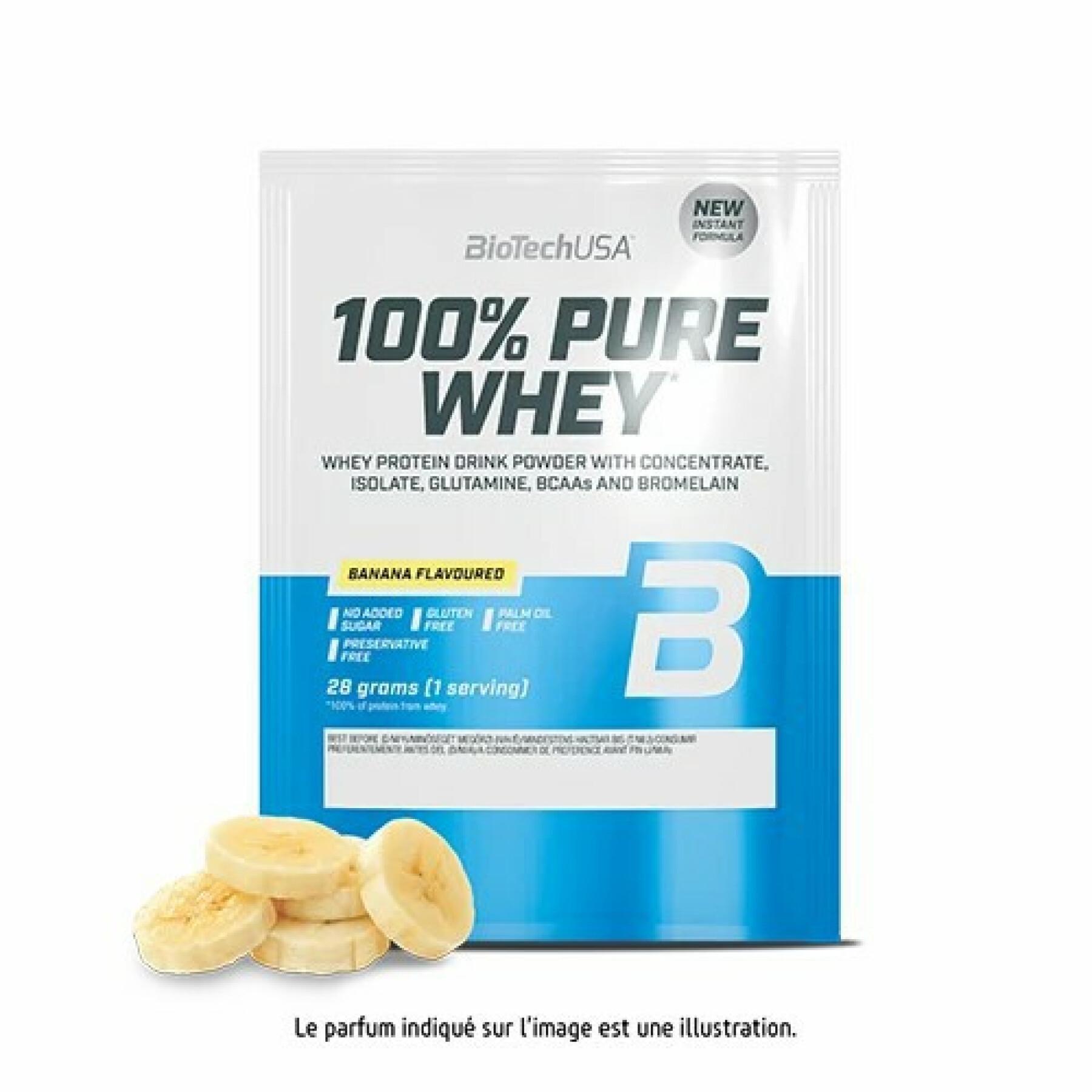 50 paket med 100 % rent vassleprotein Biotech USA - Banane - 28g