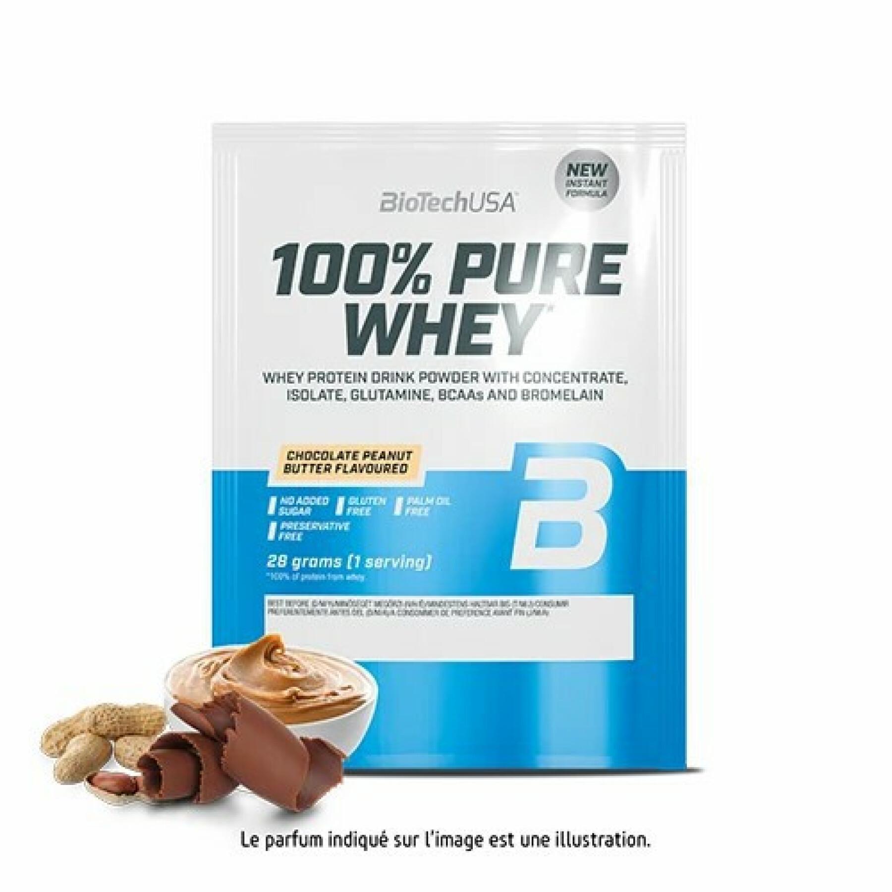 50 paket med 100 % rent vassleprotein Biotech USA - Chocolat-beurre de noise - 28g