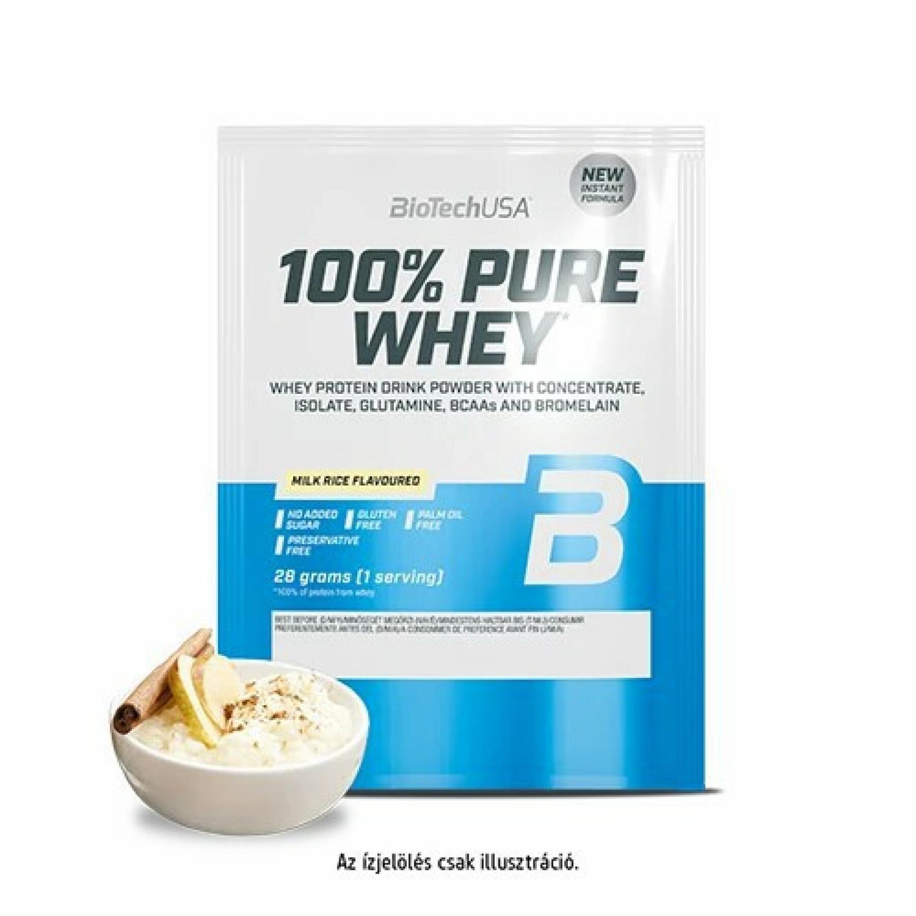 50 paket med 100 % rent vassleprotein Biotech USA - Riz au lait - 28g