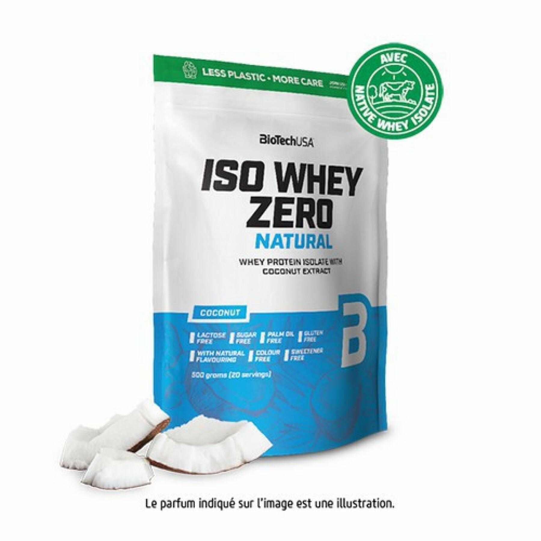 Förpackning med 10 proteinpåsar Biotech USA iso whey zero lactose free - Coco - 500g