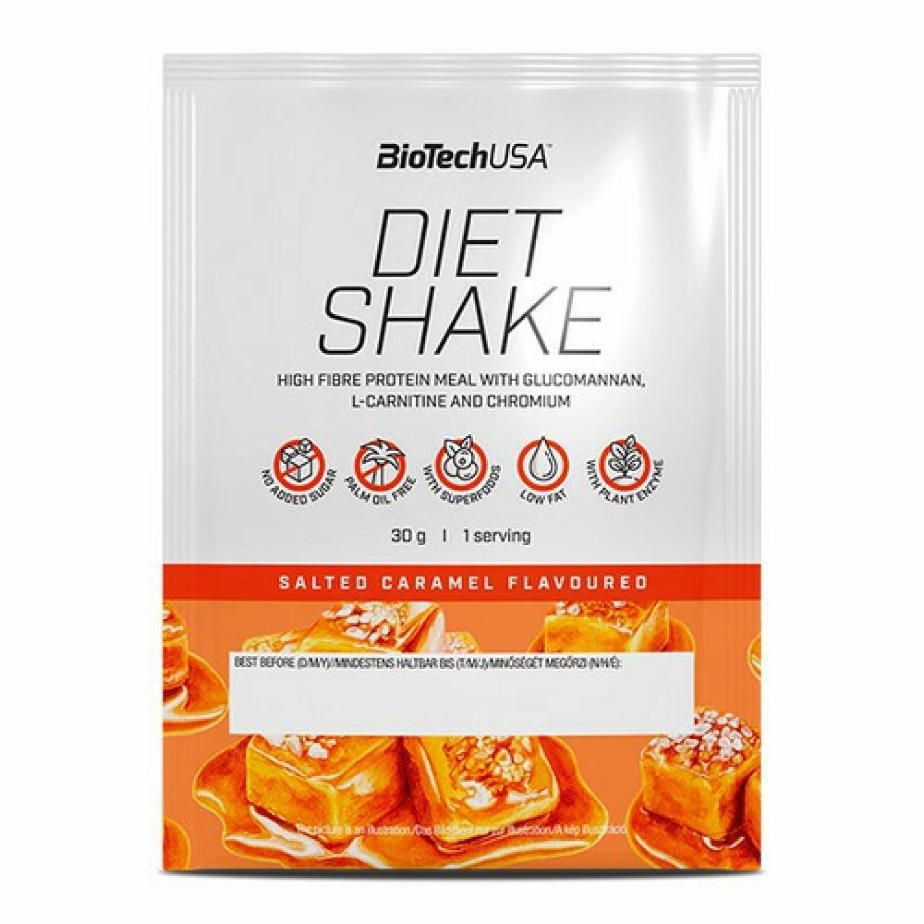 Förpackning med 50 proteinpåsar Biotech USA diet shake - Caramel salé - 30g