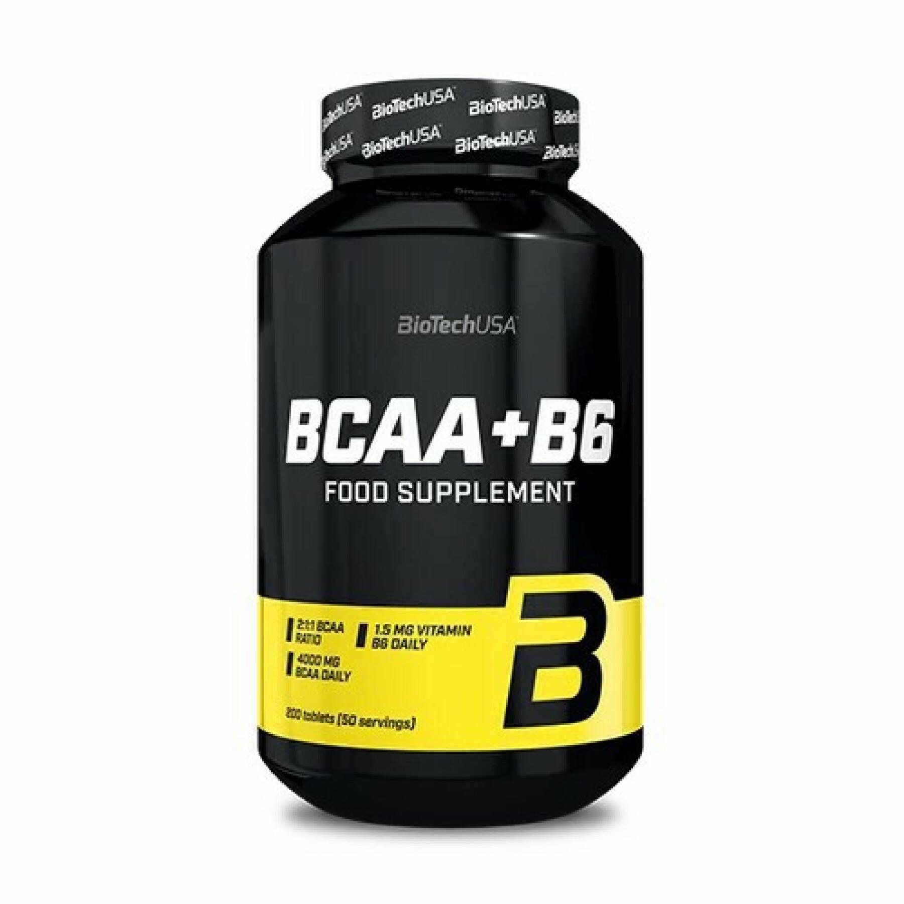 Förpackning med 12 burkar med aminosyror Biotech USA bcaa+b6 - 200 comp