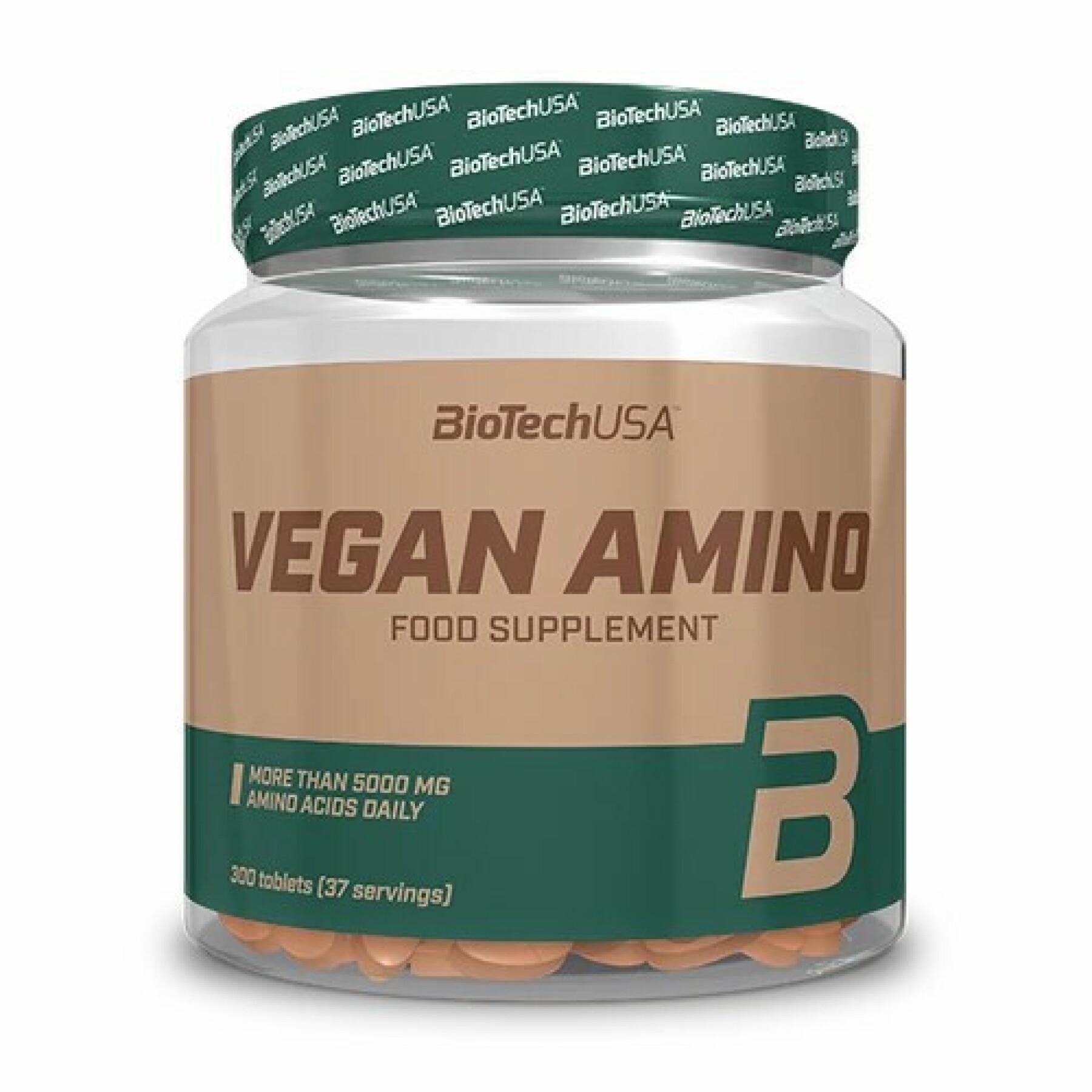 Förpackning med 10 burkar aminosyror Biotech USA vegan amino - 300 comp