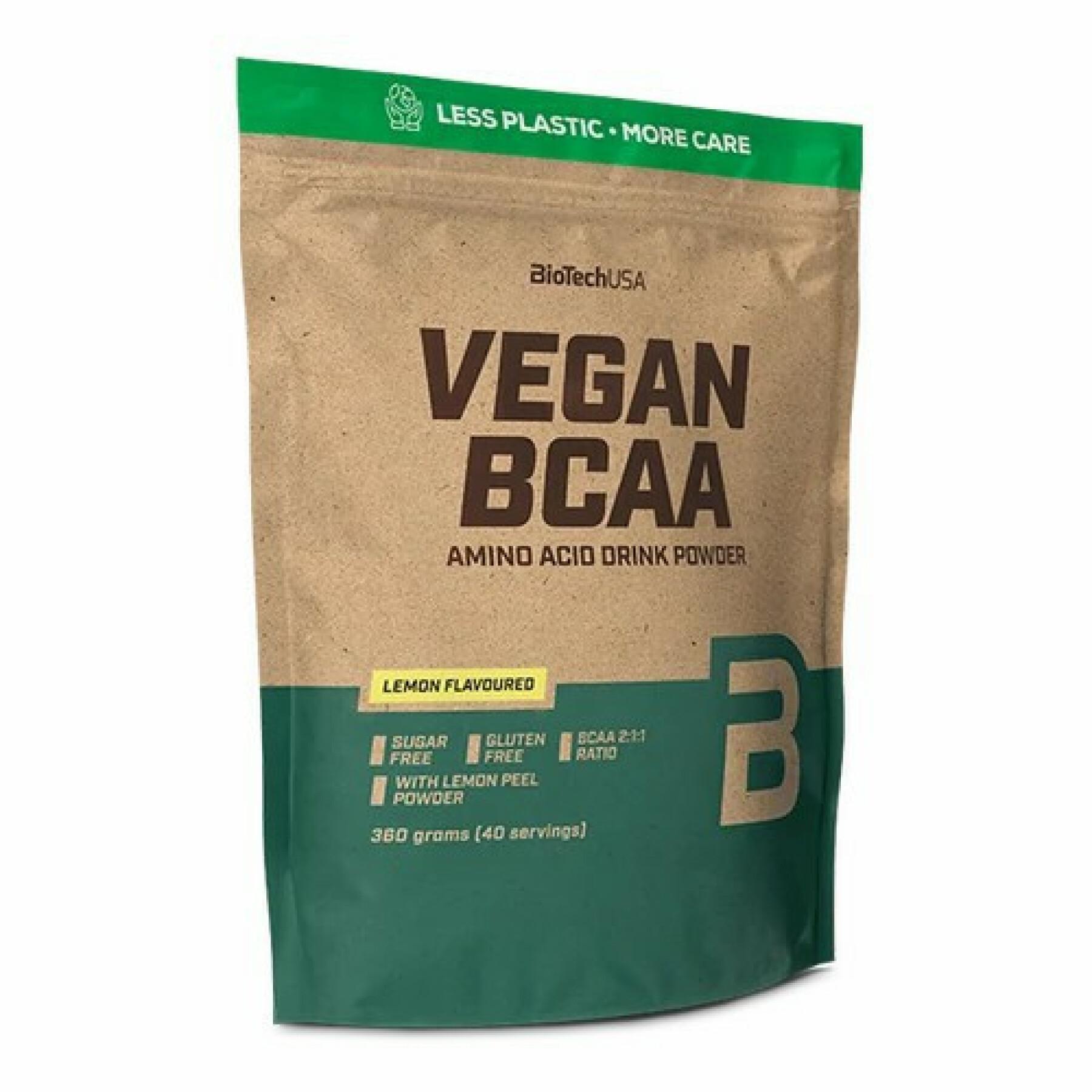 Förpackning med 10 påsar aminosyror Biotech USA vegan bcaa - Citron - 360g