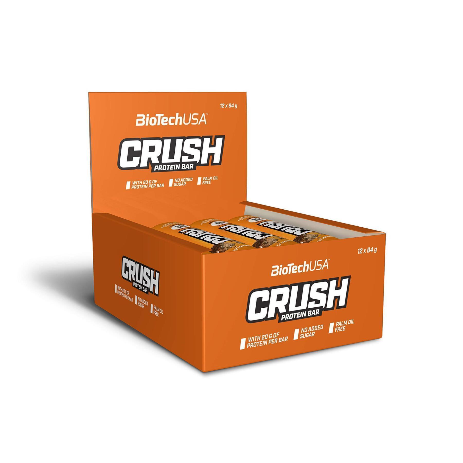 Förpackning med 12 snacksförpackningar Biotech USA crush bar - Chocolat-beurre de noise