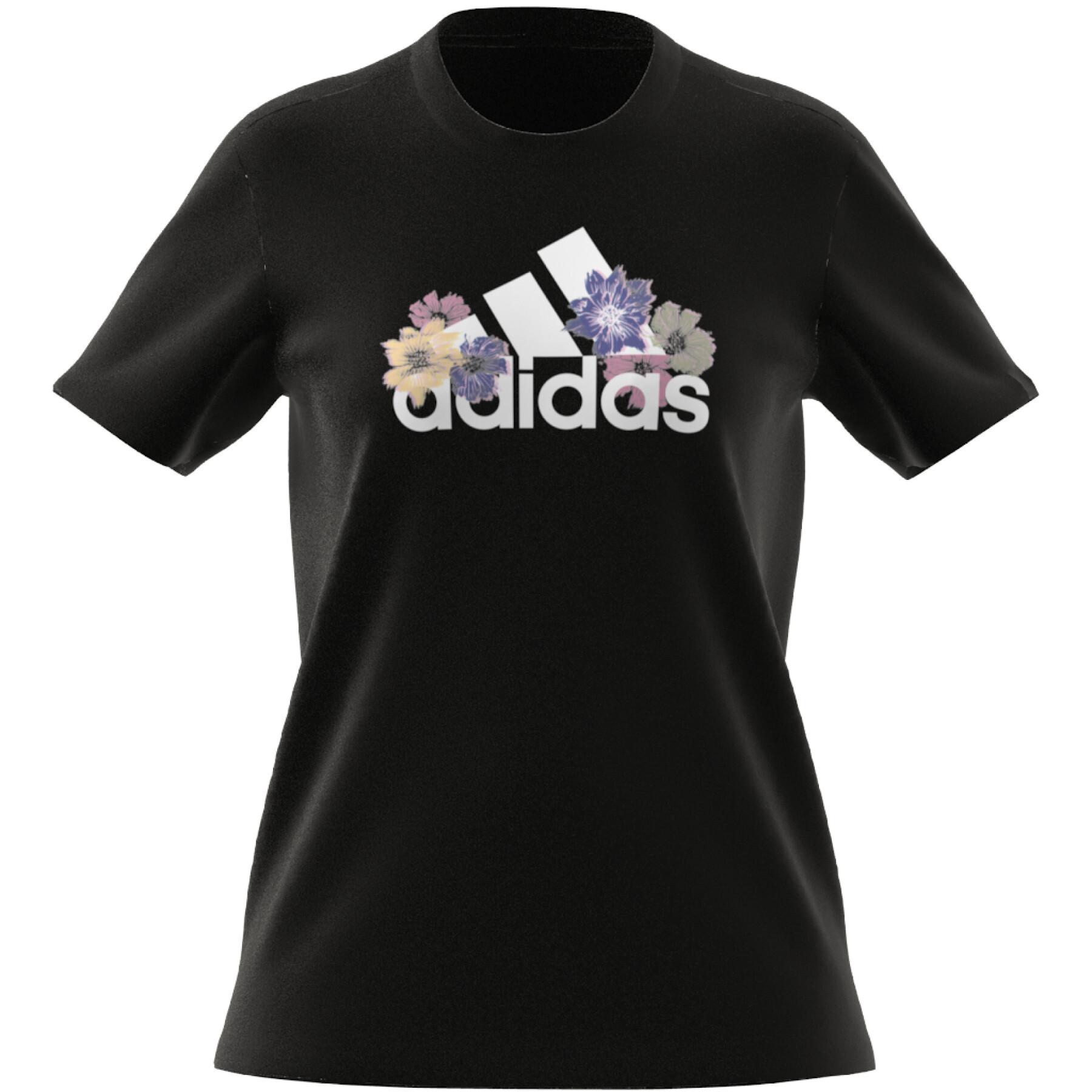 T-shirt med blommig grafik för kvinnor adidas