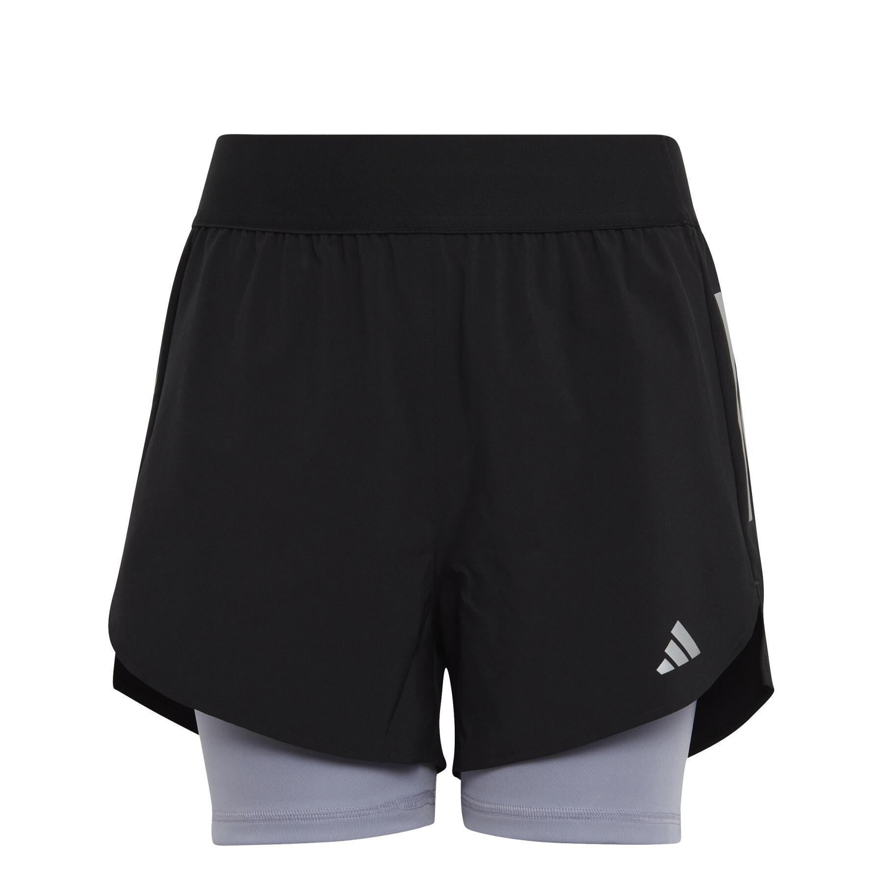 Vävda 2 i 1-shorts för flickor adidas Aeroready