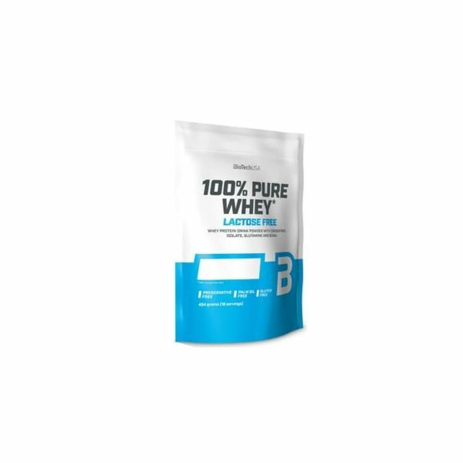 Förpackning med 10 proteinpåsar Biotech USA 100% pure whey lactose free - Chocolate - 454g