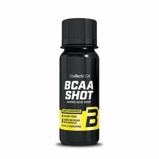 Förpackning med 20 ampuller med aminosyror Biotech USA bcaa shot - Lime