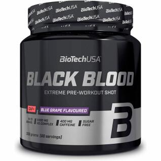 Förpackning med 10 burkar booster Biotech USA black blood caf + - Raisin bleu - 300g