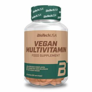 Förpackning med 12 burkar vegansk multivitamin Biotech USA - 60 Comp