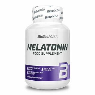 Förpackning med 12 burkar med vitamin melatonin Biotech USA - 90 comp