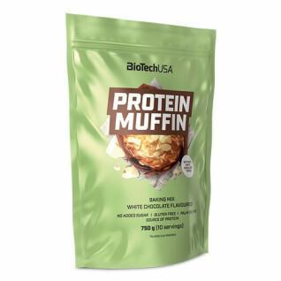 Förpackning med 10 snackpåsar med protein Biotech USA muffin - Chocolat blanc - 750g