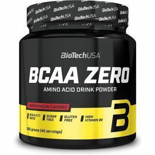 Förpackning med 10 burkar aminosyror Biotech USA bcaa zero - Pasteque - 360g