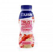 Förpackning med 8 st 330 ml usn trust rtd 25 strawberry protein shakes